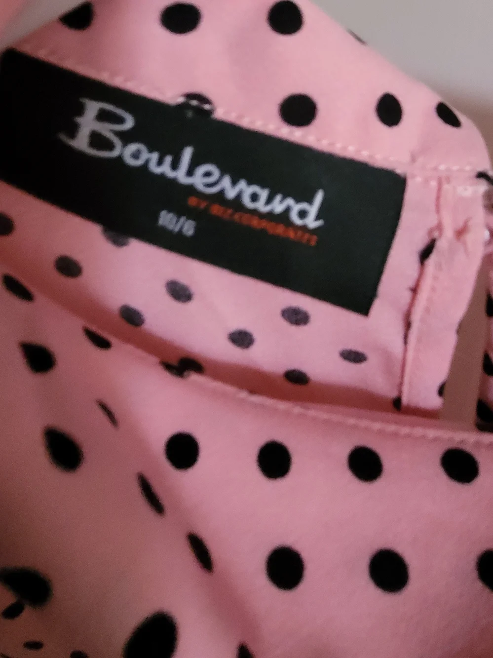 BOULEVARD Retro Look Pink Polka Dot Short-Sleeve Blouse - Picture 4 of 7